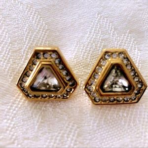 Gold/Rhinestone vintage Pierced earrings